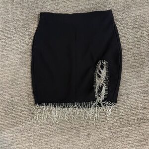 Black mini skirt with hanging sparkles